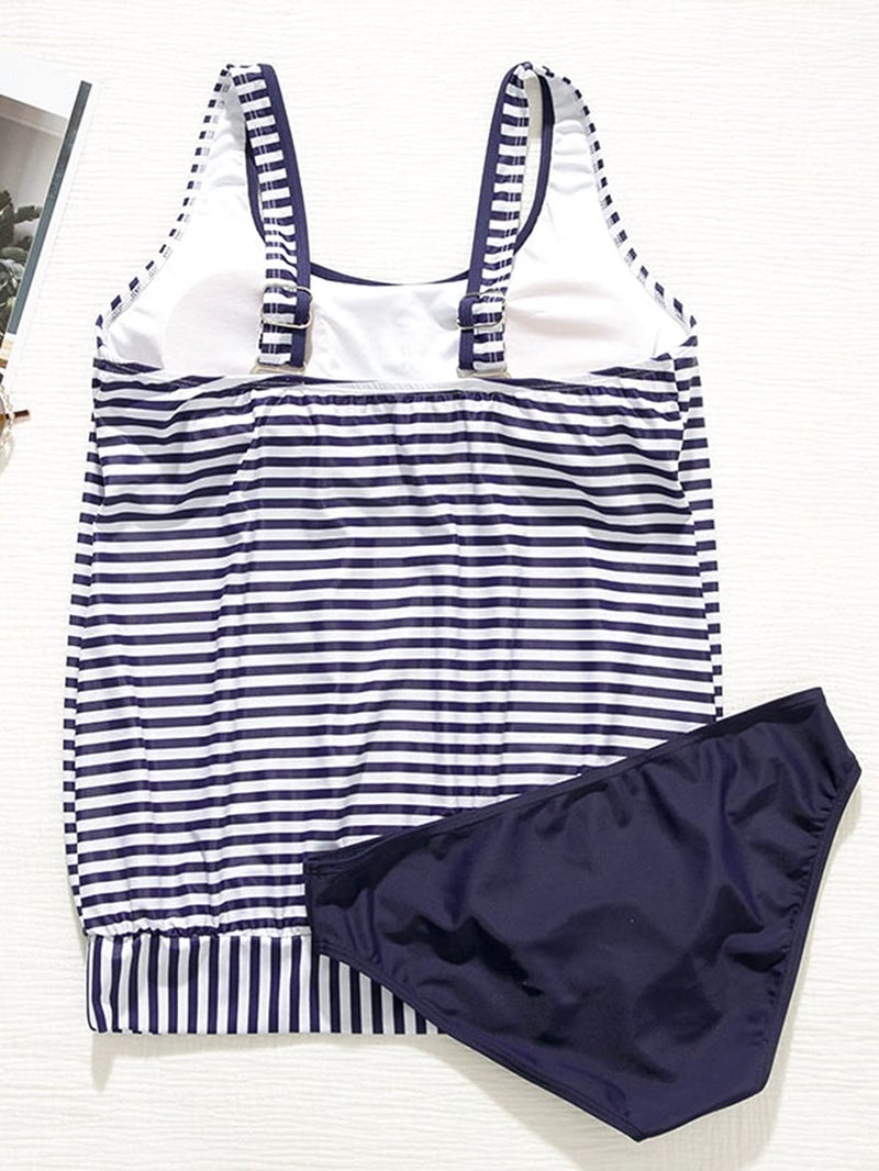 BIKINX Striped Tankini Swimsuits for Women Plus Size Swimwear Tummy Control Two Piece Bathing Suits - Image 3